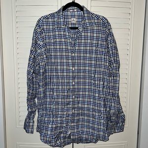 Peter Millar Blue and Yellow Plaid Button Down Shirt Size L